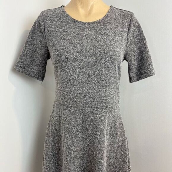 Mystree Women’s Medium Grey Short Sleeve Distressed Hem Mini Dress Cottagecore - Picture 2 of 13